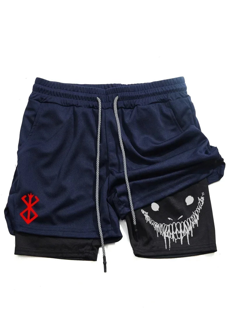 Berserk- Men's 2-in-1 sports shorts, running quick drying shorts.