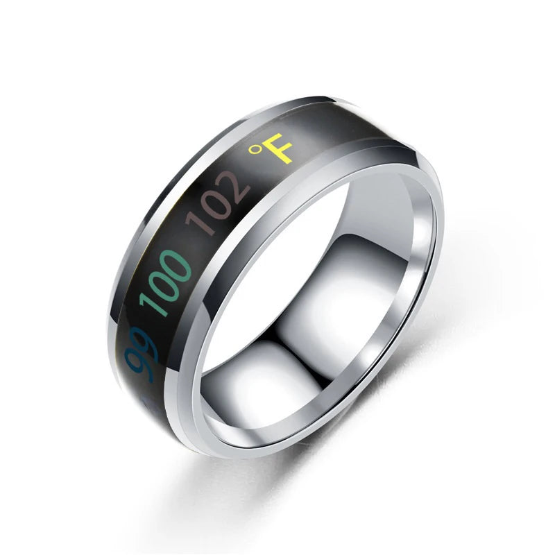 Smart Stainless Steel Multifunctional Ring for Couple Mood Feeling Intelligent Temperature Sensitive Rings Waterproof Jewelry