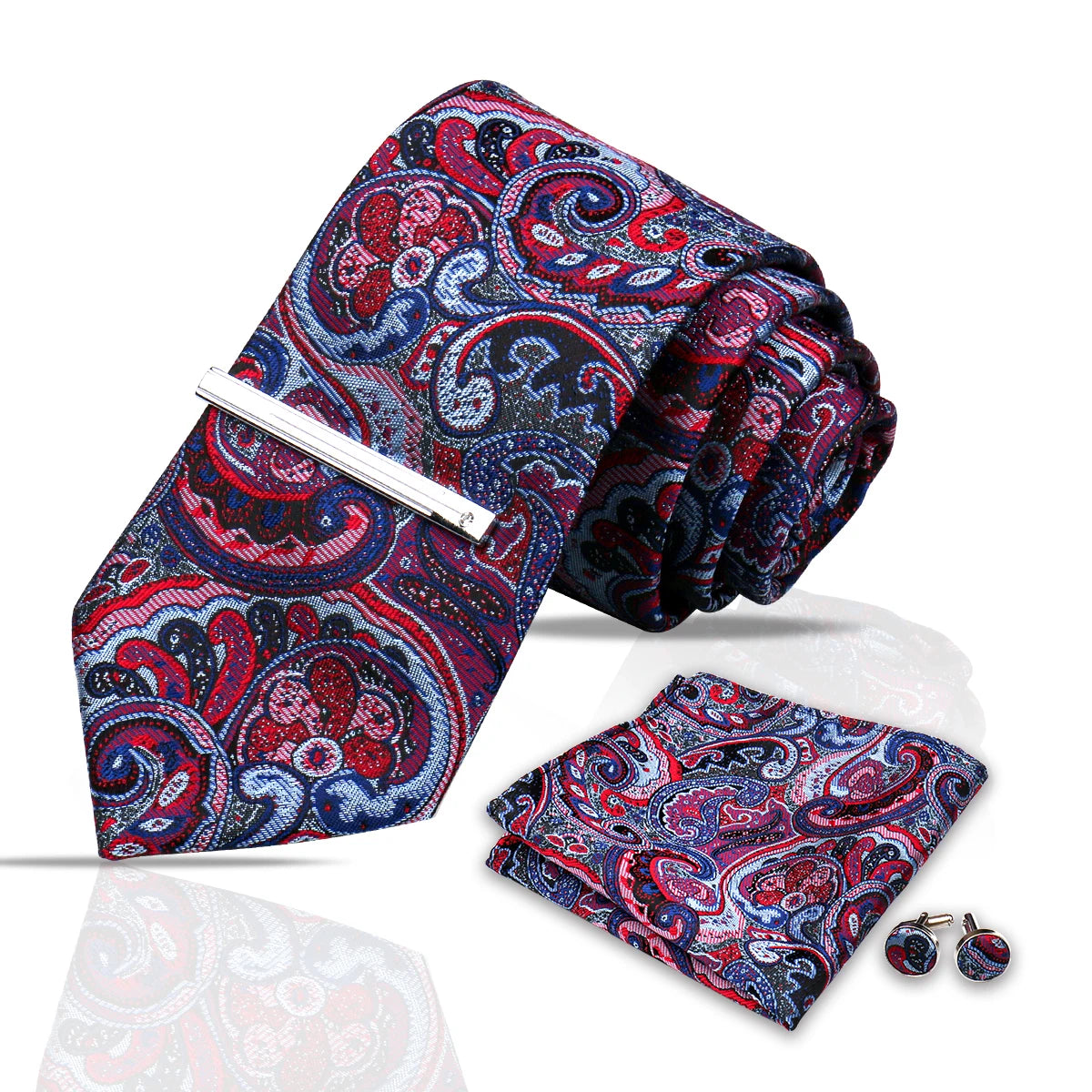 Tie Set For Men Silk Necktie Wedding Cufflinks Box Gift Tie Clip Men.