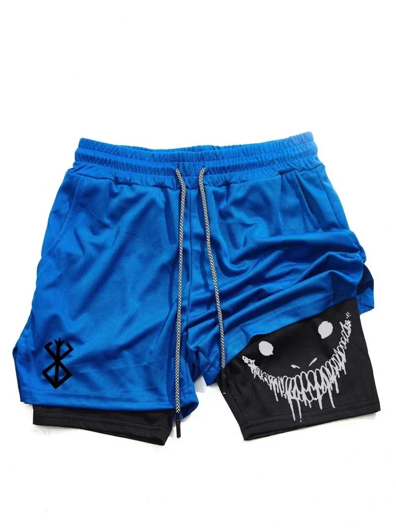 Berserk- Men's 2-in-1 sports shorts, running quick drying shorts.