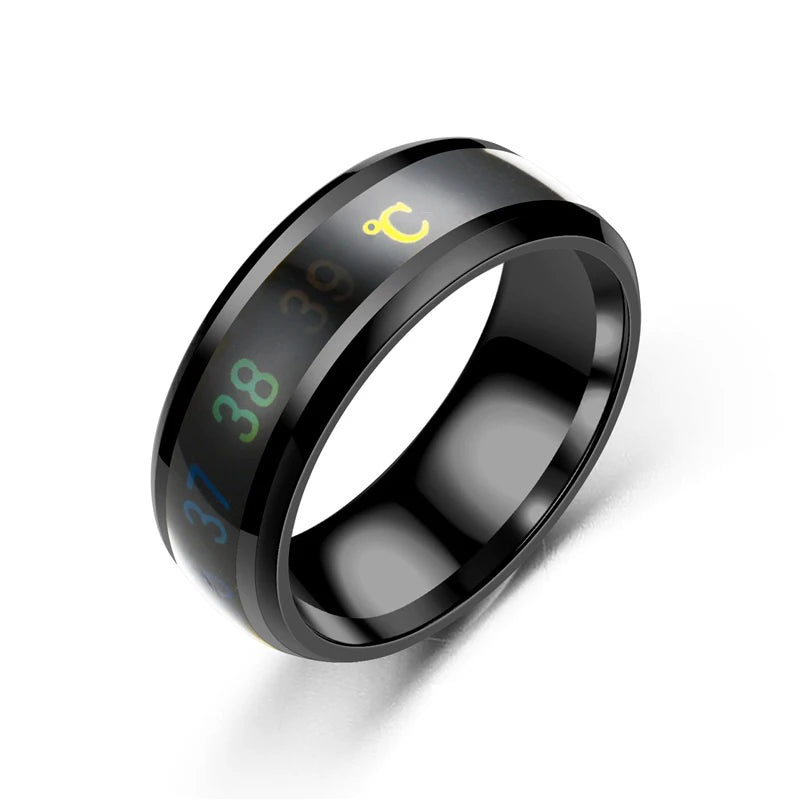 Smart Stainless Steel Multifunctional Ring for Couple Mood Feeling Intelligent Temperature Sensitive Rings Waterproof Jewelry