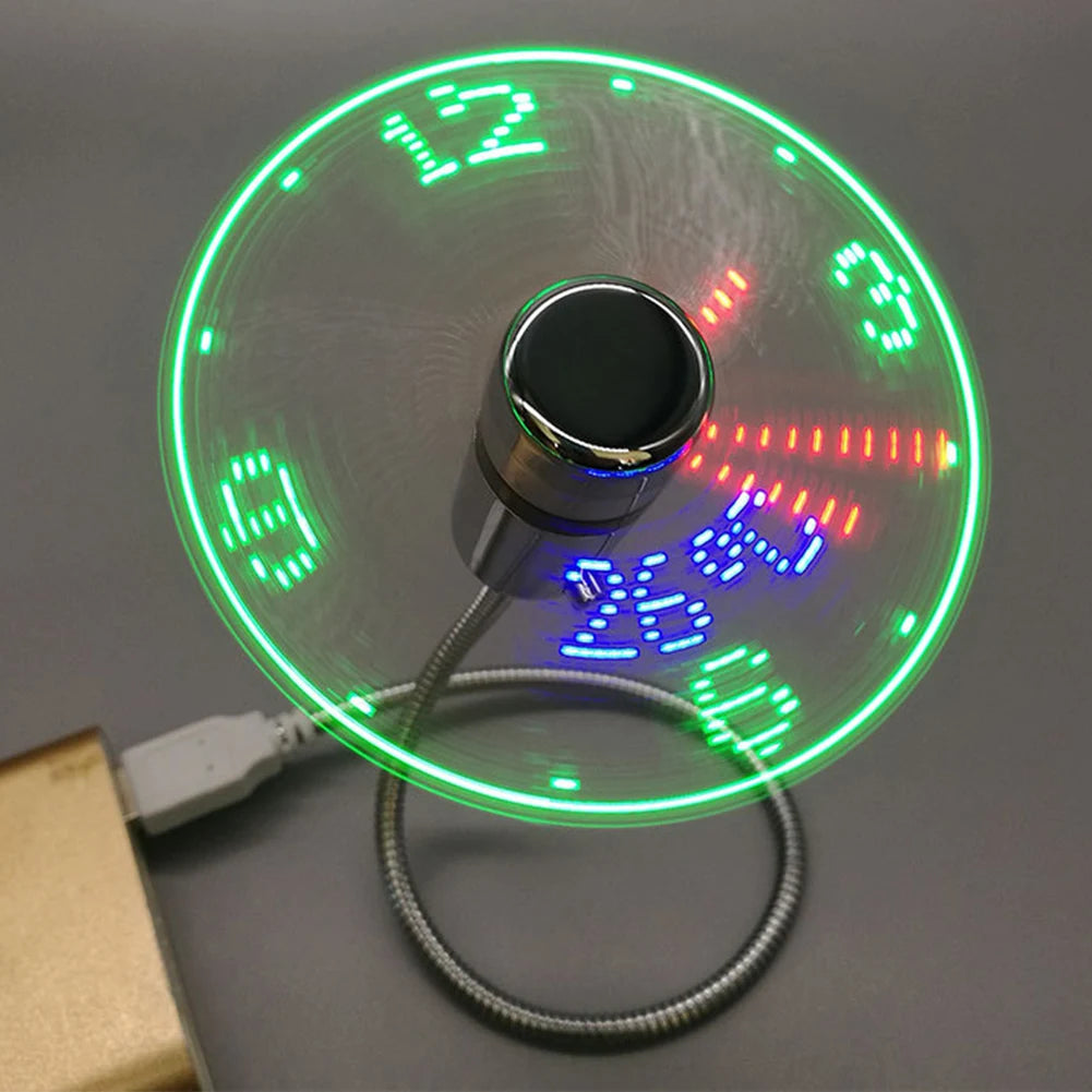 USB Gadgets Clock Fans DC 5V Metal Mini Fan Real Time Display.