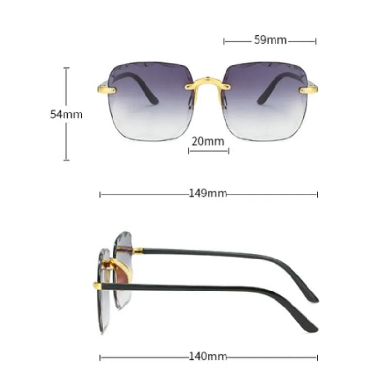 New Rimless Women's Sunglasses Fashion Gradient Lenses