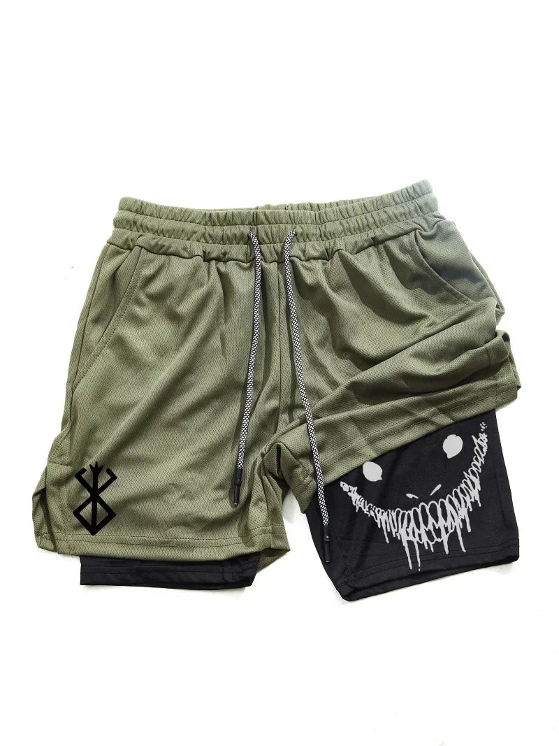 Berserk- Men's 2-in-1 sports shorts, running quick drying shorts.