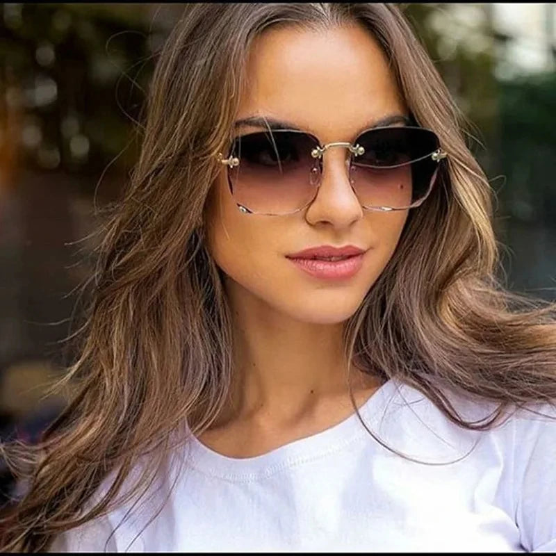 New Rimless Women's Sunglasses Fashion Gradient Lenses