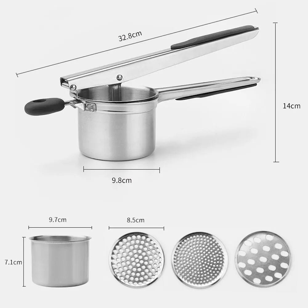 Heavy Duty Stainless Steel Potato Masher and Ricer Kitchen Tool, Press and Mash Kitchen Gadget For Perfect Mashed Potatoes Mill