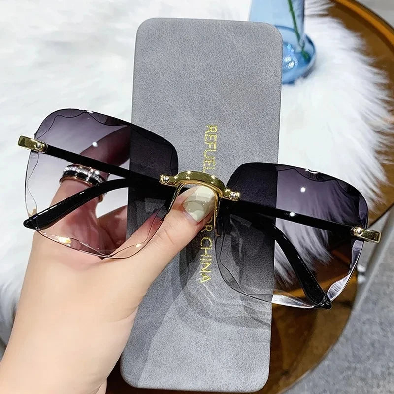 New Rimless Women's Sunglasses Fashion Gradient Lenses