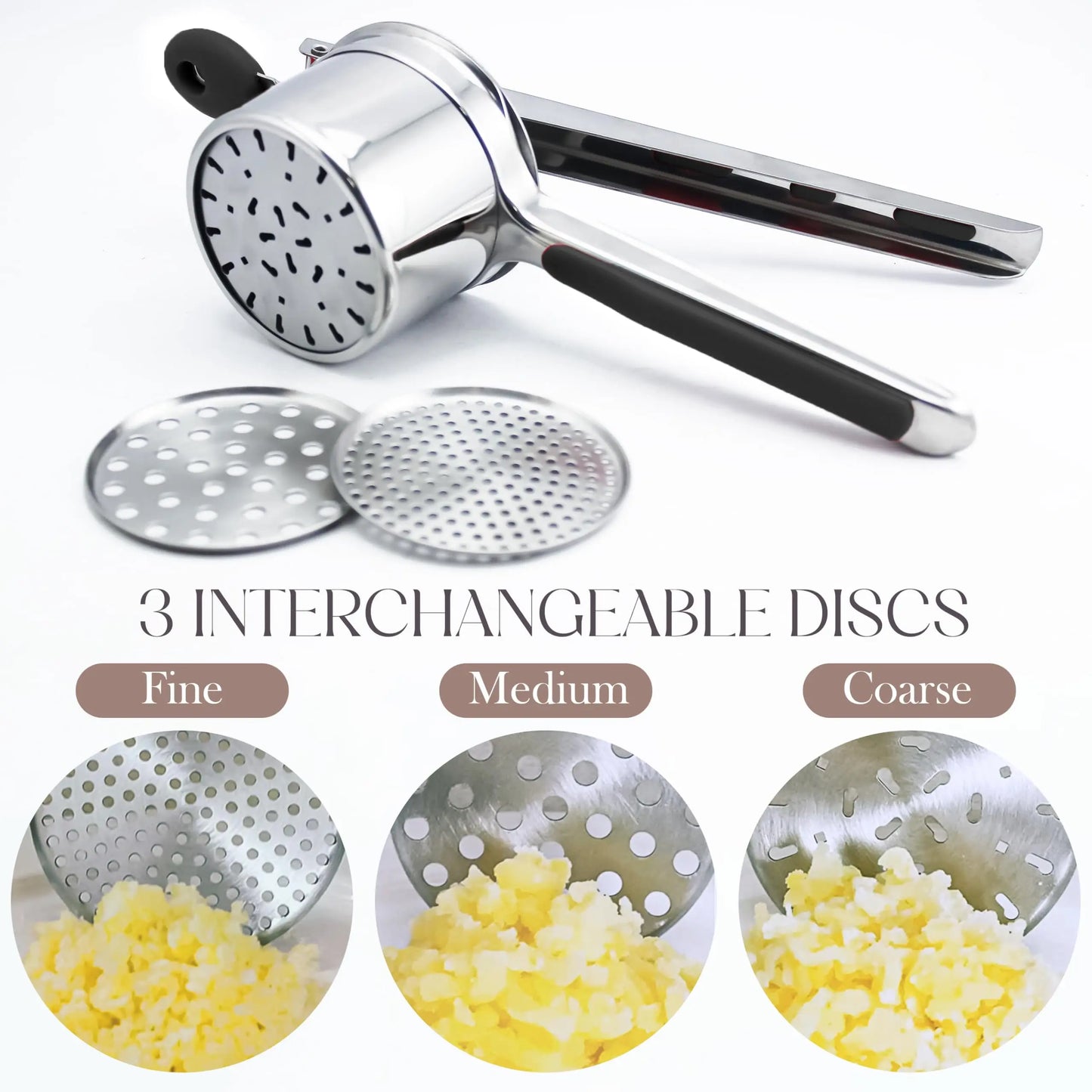 Heavy Duty Stainless Steel Potato Masher and Ricer Kitchen Tool, Press and Mash Kitchen Gadget For Perfect Mashed Potatoes Mill